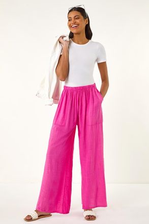 Roman Cotton Elasticated Waist Wide Leg Trouser
