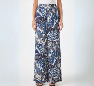 Trina Turk Womens Tavia Satin Wide-Leg Pant In Blue