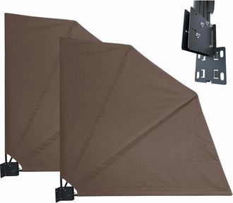 Quick-Star Quick-star - 2 St&uuml;ck Sichtschutz F&auml;cher 140x140cm Easy Mount Taupe Balkon Trennwand Windschutz Sonnenschutz