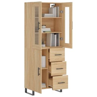 Berkfield Home Highboard Sonoma Oak 69.5x34x180 cm Engineered Wood in Light Brown