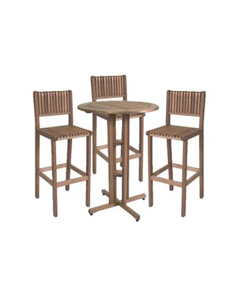 Amazonia Teak Outdoor Patio Ibiza 4Pc Bar Wood Set