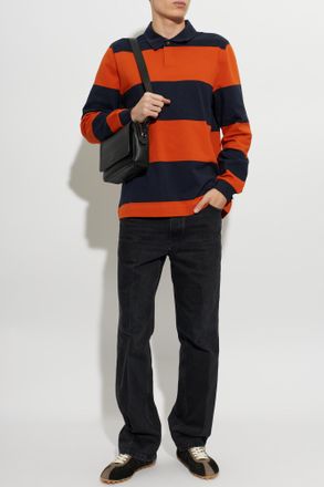 Paul Smith Striped Cotton Polo Shirt, Mens, Red