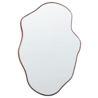 Beliani Espejo De Pared De Estilo Escandinavo Con Marco De Madera De Paulownia Decorativo Marr&oacute;n Claro Menville