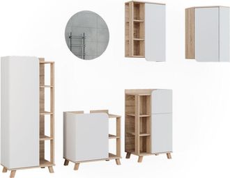 Vicco Conjunto De Muebles De Ba&ntilde;o Karen, Sonoma/blanco, 5 Partes