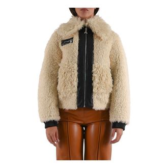 Patrizia Pepe Faux Fur & Shearling Jackets, female, Beige, M, Reversible Cropped Jacket