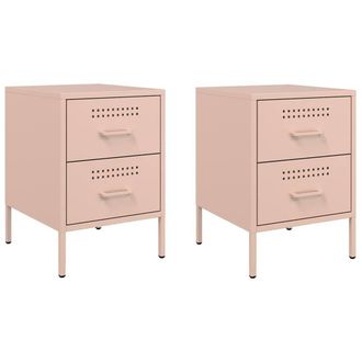 Berkfield Home Bedside Cabinets 2 pcs Pink 36x39x50.5 cm Steel