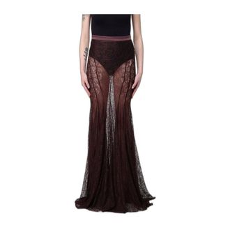 Elisabetta Franchi Lange kanten rok - Dames - Rokken - Bruin - Maat: M Polyamide