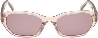 Abercrombie & Fitch 52mm Oval Sunglasses in Shiny Beige /Plum Lens at Nordstrom