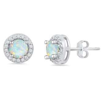 MAX + STONE Sterling Silver Round Genuine Gemstone and White Topaz Earring 4mm