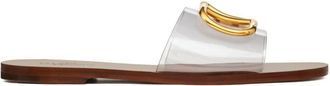Valentino Garavani VLogo Signature transparent slide sandals - women - Calf Leather/Calf Leather/Plastic/PVC - 42 - Neutrals