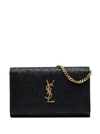 Saint Laurent 2014 Glitter Galactica Monogram Wallet on Chain crossbody bag - women - Calf Leather/Patent Leather - One Size - Black