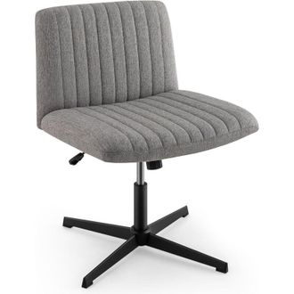 Costway Costway - Sedia da Ufficio con Gambe Incrociate Senza Ruote, Sedia da Scrivania con Sedile Imbottito Ampio, Sedia Girevole 120&deg;, Altezza Regolabile