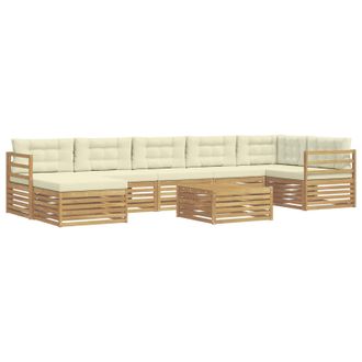 vidaXL Conjunto De Sof&aacute;s De Exterior 8 Uds. Blanco Y Crema Poli&eacute;ster Vidaxl