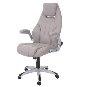 Hhg Hhg - Nunca Usado] Silla De Oficina 705, Silla De Escritorio Silla Giratoria Ejecutiva, Imitaci&oacute;n De Cuero Certificado Mvg, Gris Topo