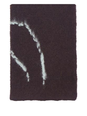 Dries Van Noten Rectangular Brown Scarf with Embroidery