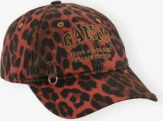 Ganni Red Leopard Cap