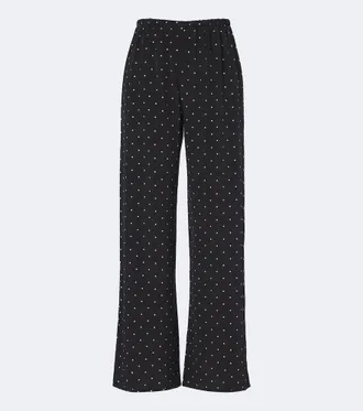 Asceno Austin polka-dot silk wide-leg pants