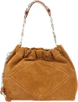 BA&SH Borsa a spalla con ruches e catena - Marrone