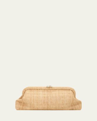 Jimmy Choo London Skylar Woven Raffia Clutch Bag