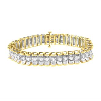 House of Brilliance 14K Yellow and White Gold 5 ct TDW Diamond Tennis Bracelet (H-I, I1-I2)