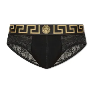 Versace Ondergoed, Heren, Zwart, L, Slipje met kanten achterkant
