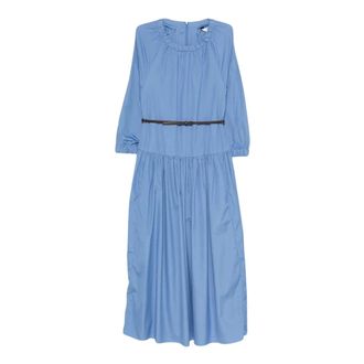 Max Mara Katoenen Poplin Jurk Midi - Dames - Jurken - Blauw - Maat: 2XS Katoen