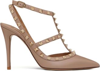 Valentino Garavani Rockstud Ankle Strap Pump 100 mm - Dames - Pumps - Roze - 40 EU - Leer - Schoenen