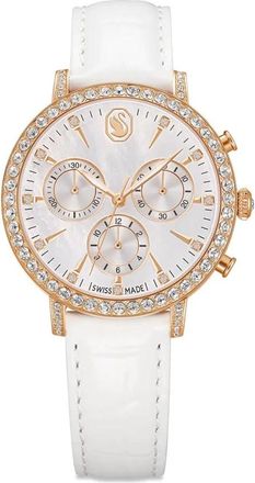 Swarovski Matrix Tennis Chrono - Dames - Horloges - Geel - ONE Size - Leer - Accessoires