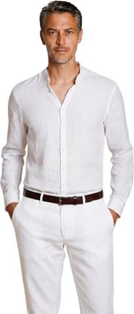 Mason's Porto Shirt - Heren - Casual Overhemden - Wit - S - Linnen - Overhemden