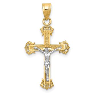 Diamond2Deal 10K Two-tone Diamond-cut Crucifix Pendant