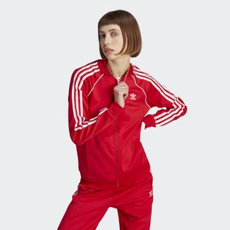 adidas Originals Womens Adicolor Classics SST Track Top - Red Cotton - Size 2XS