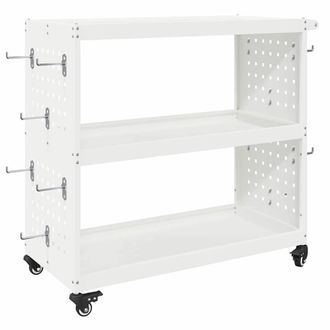 Berkfield Home Tool Trolley with Shelf with Wheel with Storage Manual White Comp