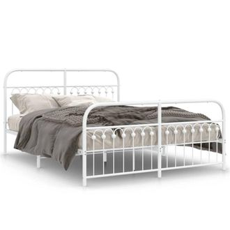 Berkfield Home Metal Bed Frame without Mattress with Footboard White 150x200cm | Size: 150x200 cm
