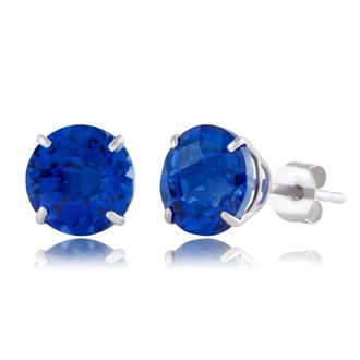 MAX + STONE 10k Yellow or White Gold 8mm Round Cut Gemstone Birthstone Stud Earrings