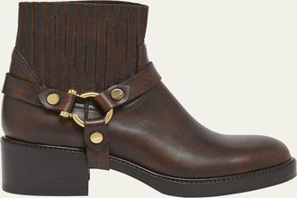 Chlo&eacute; Dakota Leather Harness Moto Ankle Booties