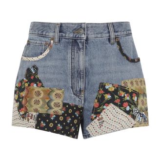 Valentino Patchwork Trousers - female - Valentino - Denim Shorts - Multicolor - W27 - Shorts