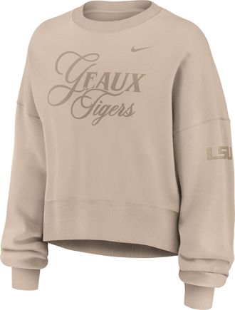Nike LSU Neutral Stance Collection Phoenix Nike Womens College Oversized Pullover Hoodie in Brown | 01D705YLSN-K11