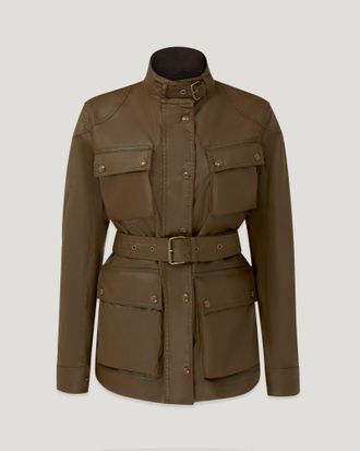 Belstaff Trialmaster Jacket Womens Waxed Cotton Dark Earth Size UK 6