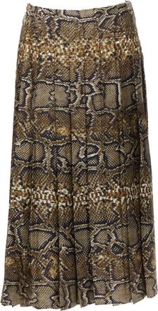 Victoria Beckham silk animal print pleated midi skirt