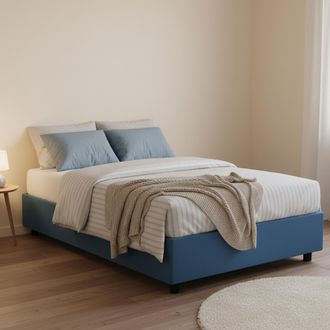 Dmora Dmora - Cama De Plaza Y Media Dbamb, Cama Contenedor Con Revestimiento De Tela, 100% Made In Italy, Apertura Frontal, Con Colch&oacute;n Cm 120x190 Incluido,
