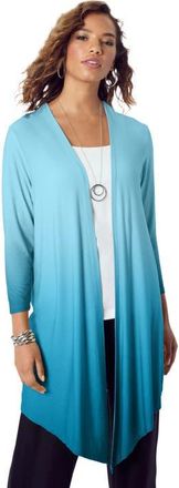 Roaman's Ultra Drape Cardigan in Deep Teal Ombre at Nordstrom, Size 28