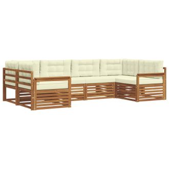 vidaXL Conjunto De Sof&aacute;s De Exterior Con Coj&iacute;n 6 Pcs Natural Y Crema Vidaxl