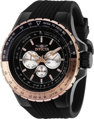 Invicta Aviator 37032 Heren Horloge - Quartz Uurwerk - Roestvrij Staal met zwarte Wijzerplaat - 50mm