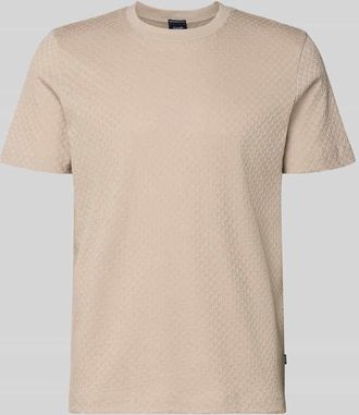 Joop T-Shirt mit geripptem Rundhalsausschnitt in Sand, Gr&ouml;&szlig;e XXXL