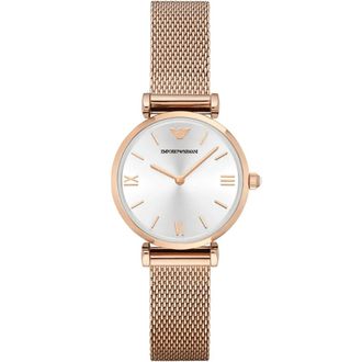 Emporio Armani Womens AR1956 Gianni T-Bar Ladies Rose Gold Mesh Watch Stainless Steel - One Size