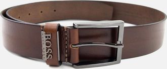 HUGO BOSS Mens Hugo Boss Senol Leather Belt With Metal Logo Brown - Size: 120