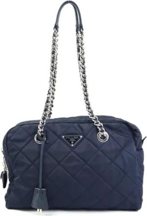 Prada Pre-owned Shoulder Bags, female, Blue, Size: ONE SIZE Pre-owned Nylon prada-bags
