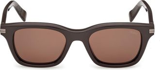Ermenegildo Zegna 54mm Rectangular Sunglasses in Brown /Roviex at Nordstrom