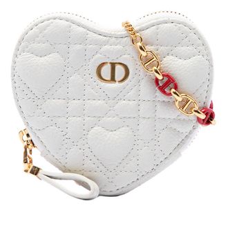 Dior Pre-owned Dior DiorAmour Calfskin Cannage Caro Heart Pouch With Chain Ladies MKSRYBED7NYKOFL4