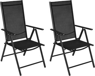 vidaXL Vidaxl - Sillas Plegables De Jard&iacute;n 2 Uds Aluminio Y Textilene Negro